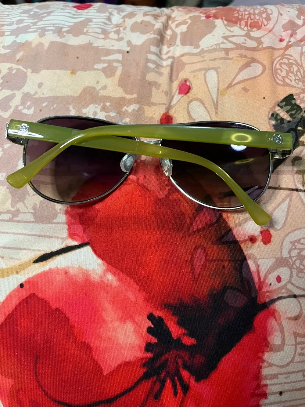 Nicole by Nicole Miller Aviator Sunglasses with Purple Mirrored Lenses